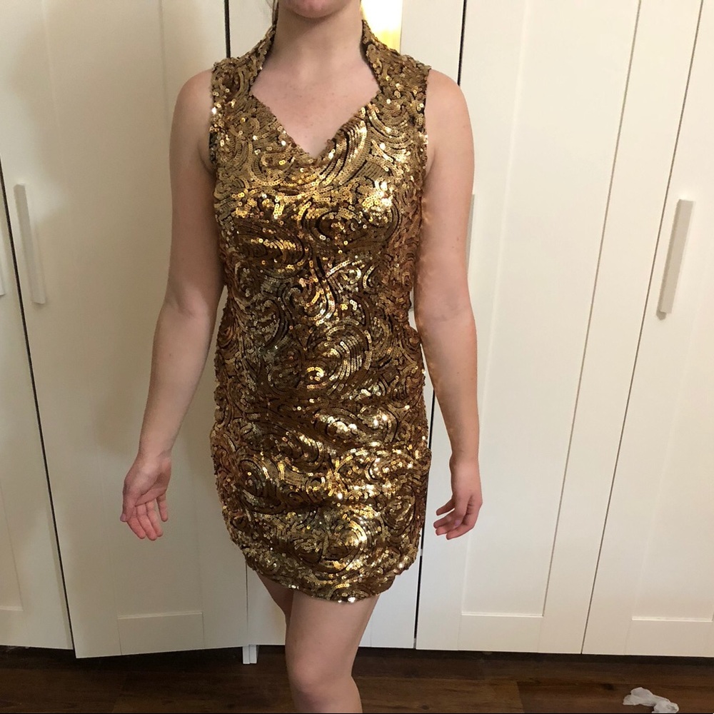 Gold Sequin Prom Dress